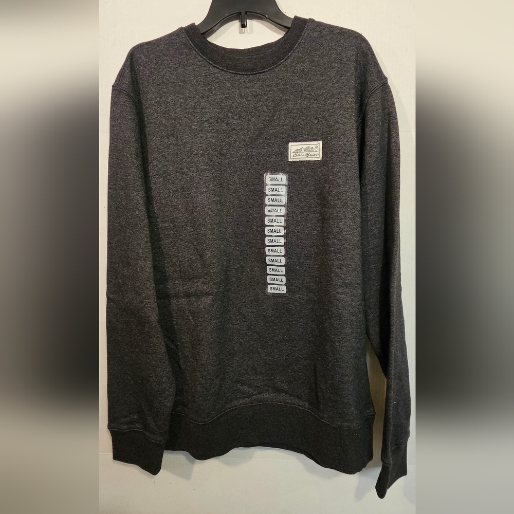 Men's NWT Eddie Bauer Longsleeve Grey Crew Sweatshirt Sz Small